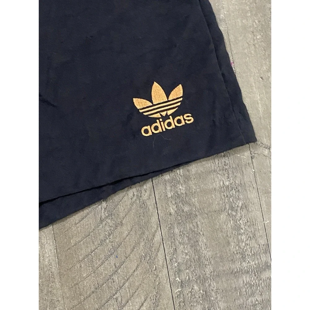 Vtg Rare Men's Adidas Black With Orange Sided Stripe Board Shorts Sz XL Trunks
